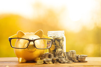 Sparschwein mit Brille
