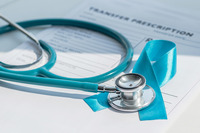 Blue ribbon symbolic of prostate cancer awareness campaign